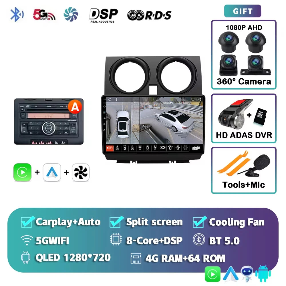 Android 15 Car Radio For Nissan Qashqai J10 2005 2006 2008 2010 2012 2014 2015 Wireless Android Auto Carplay Multimedia Player 2
