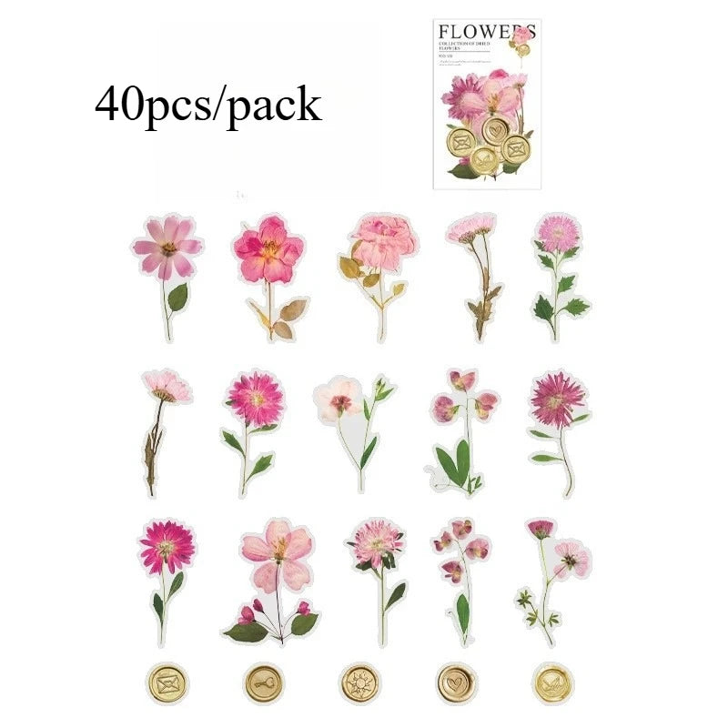 40pcs Elegant Vintage Floral Sticker Pack: Boost Your DIY Projects, Scrapbooks & Journals with Easy-to-Apply, Retro Bloom Decals