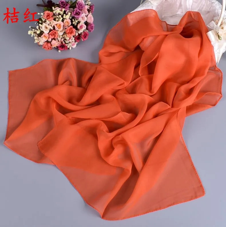 New Fashion Temperament Pure Monochrome Women's Long Chiffon Scarves Wholesale Yiwu Plain Pure Color Small Scarves