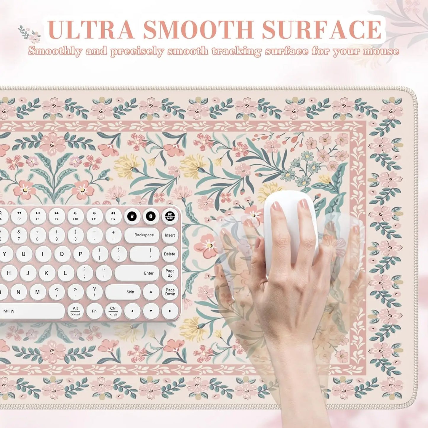 Desk Mat for Keyboard and Mouse, Large Mouse Pad, Desk Pad Mat, Anti-Slip Big Mousepad with Stitched Edges for Computer Desktop