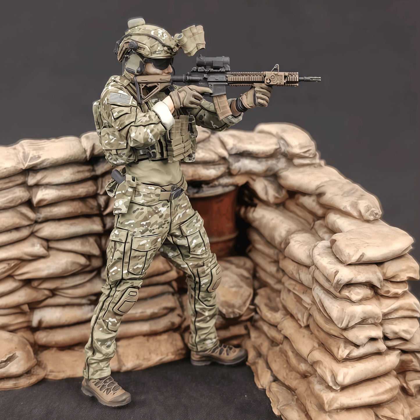 1/35 Cast Resin Model Assembly Kit, Scene Layout Resin Sandbag, Unpainted (Characters not included)