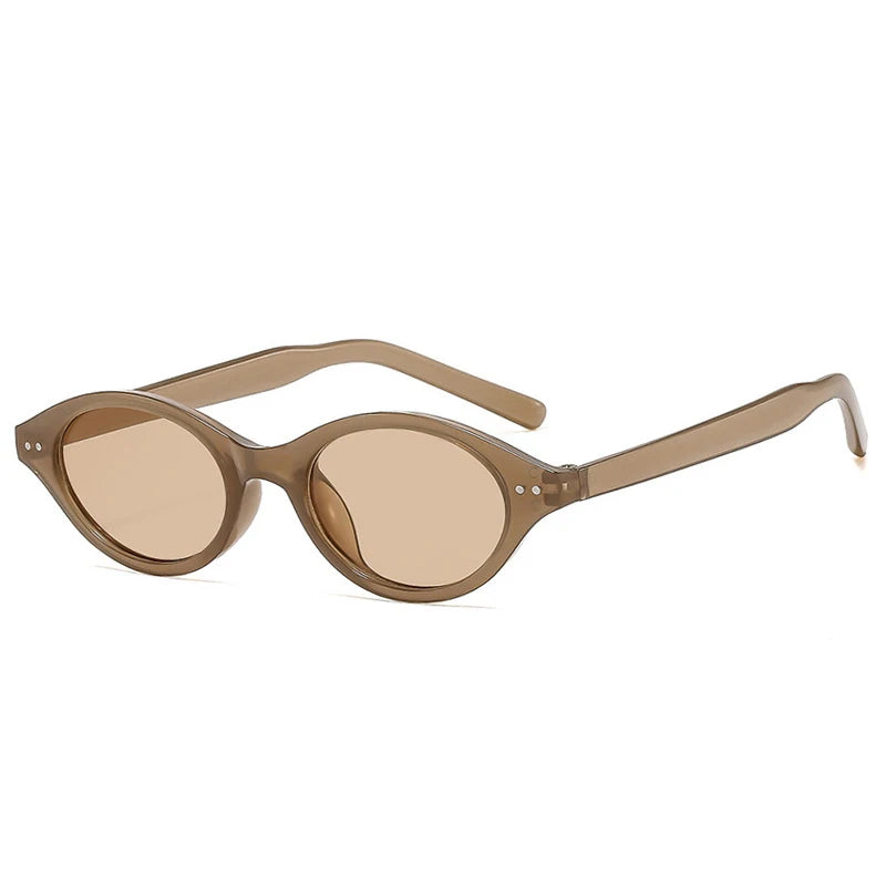 JNPCXI New Retro Small Oval Women Sunglasses Fashion Anti Blue Light Eyeglass Frame Men Trending Rivets Sun Glasses