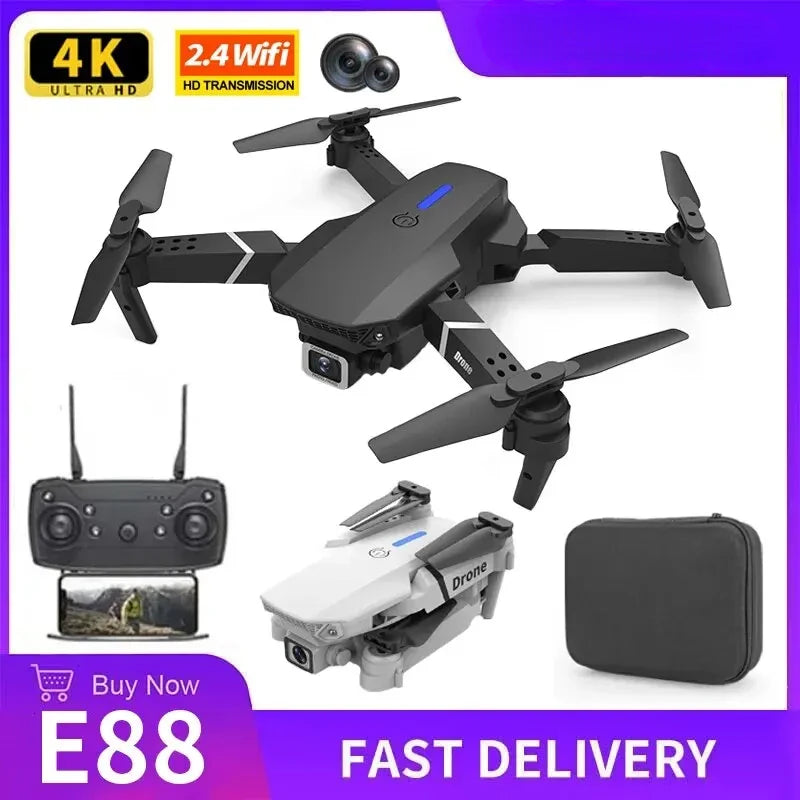 E88 Pro WIFI FPV Foldable Drone, Wide Angle 4K/1080P HD Camera, Height Hold