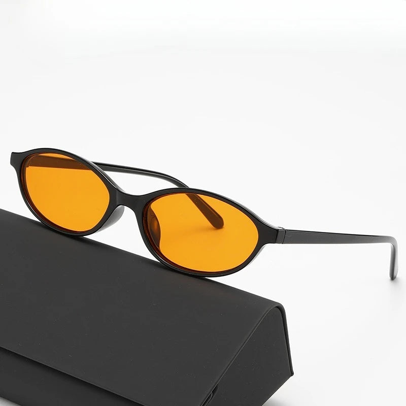 Retro Personality Small Frame Oval Sunglasses, Artistic Style Sunglasses, Trendy Sunglasses