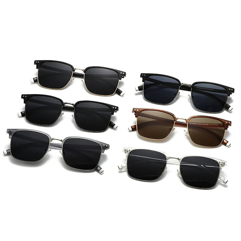 JNPCXI Rice Nail Polarized Square Metal Men Luxury Sunglasses Fashion Gradient Women Shades UV400 Sun Glasses