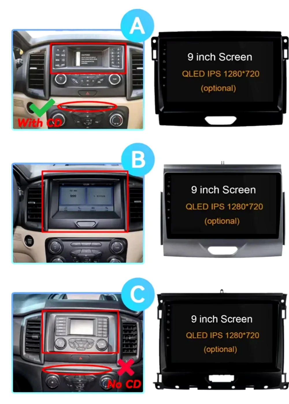 For Ford Ranger 2015 2016 2017 2018 2019-2022 Android 16 Car Radio Stereo QLED Screen GPS Multimedia Carplay Autoradio Head unit