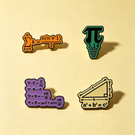 4pcs Creative Math Enamel Pins Custom Love Math Formula PI Function Metal Punk Brooches Lapel Badge Jewelry Gifts For Kids Frien