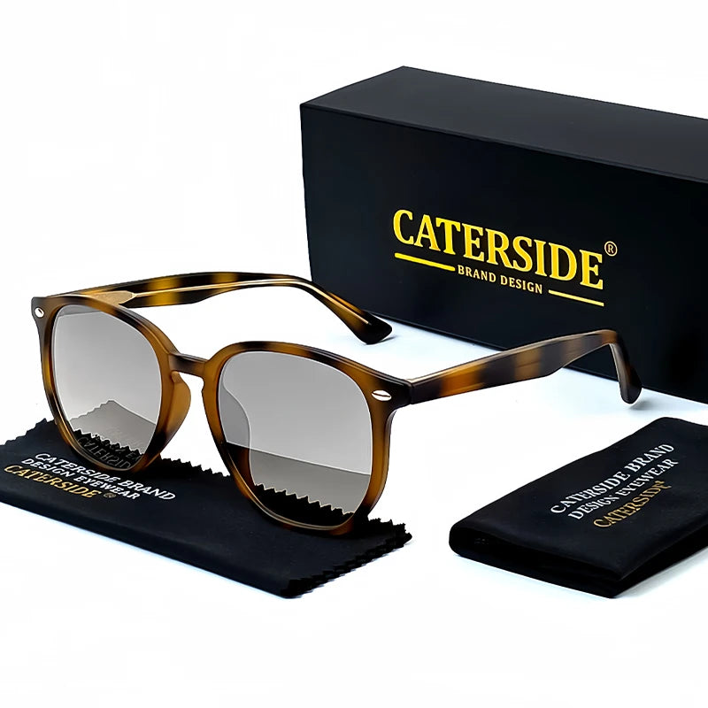 CATERSIDE Retro Men Sunglasses Premium Propionic Acid Round Sun Glasses Women Outdoor Beach Summer Essential Fashion Glasses