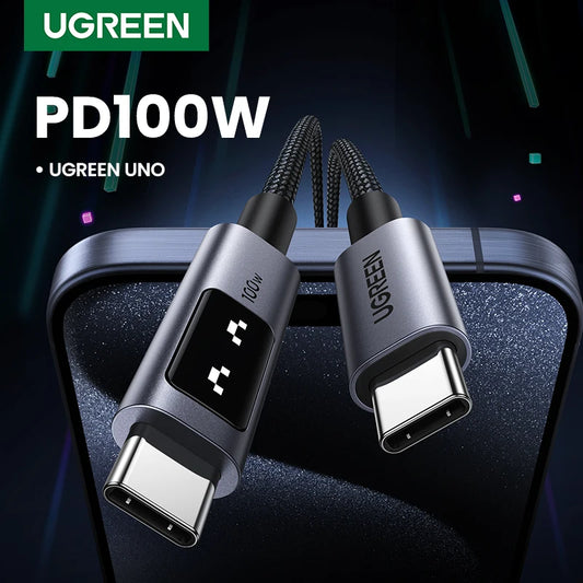 [2 Pack] UGREEN Uno PD100W USB C Cable Fast Charging Type C Data Cord for Laptop MacBook iPhone 17 Samsung Xiaomi Emoji Display