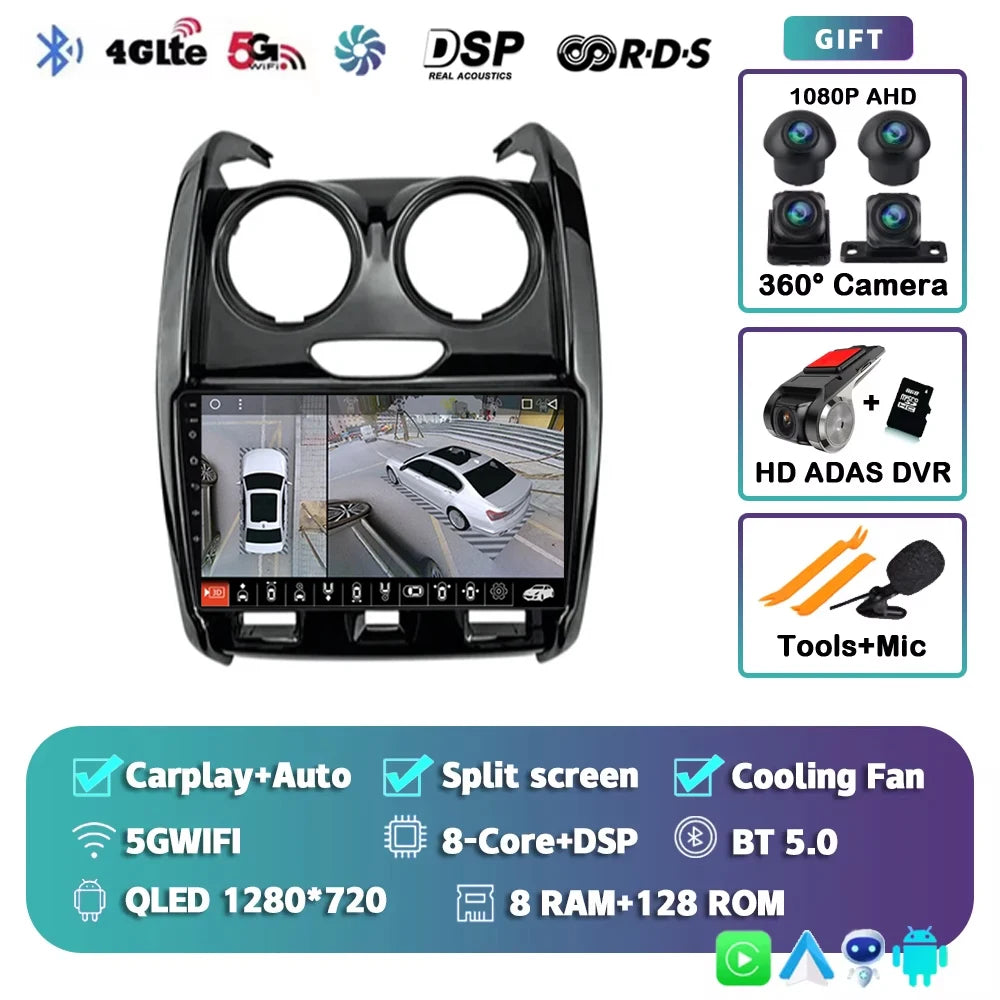 For Renault Duster Dacia Duster 2015 - 2021 For LADA Largus 2021 Android 15 12+256GB Car Radio Carplay Auto Multimedia Stereo 4G