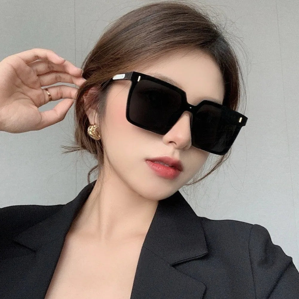 2PCS Korean Large Frame Sunglasses Candy Color Fashion Square Sun Glasses Sun Protection Beach Eyeglasses