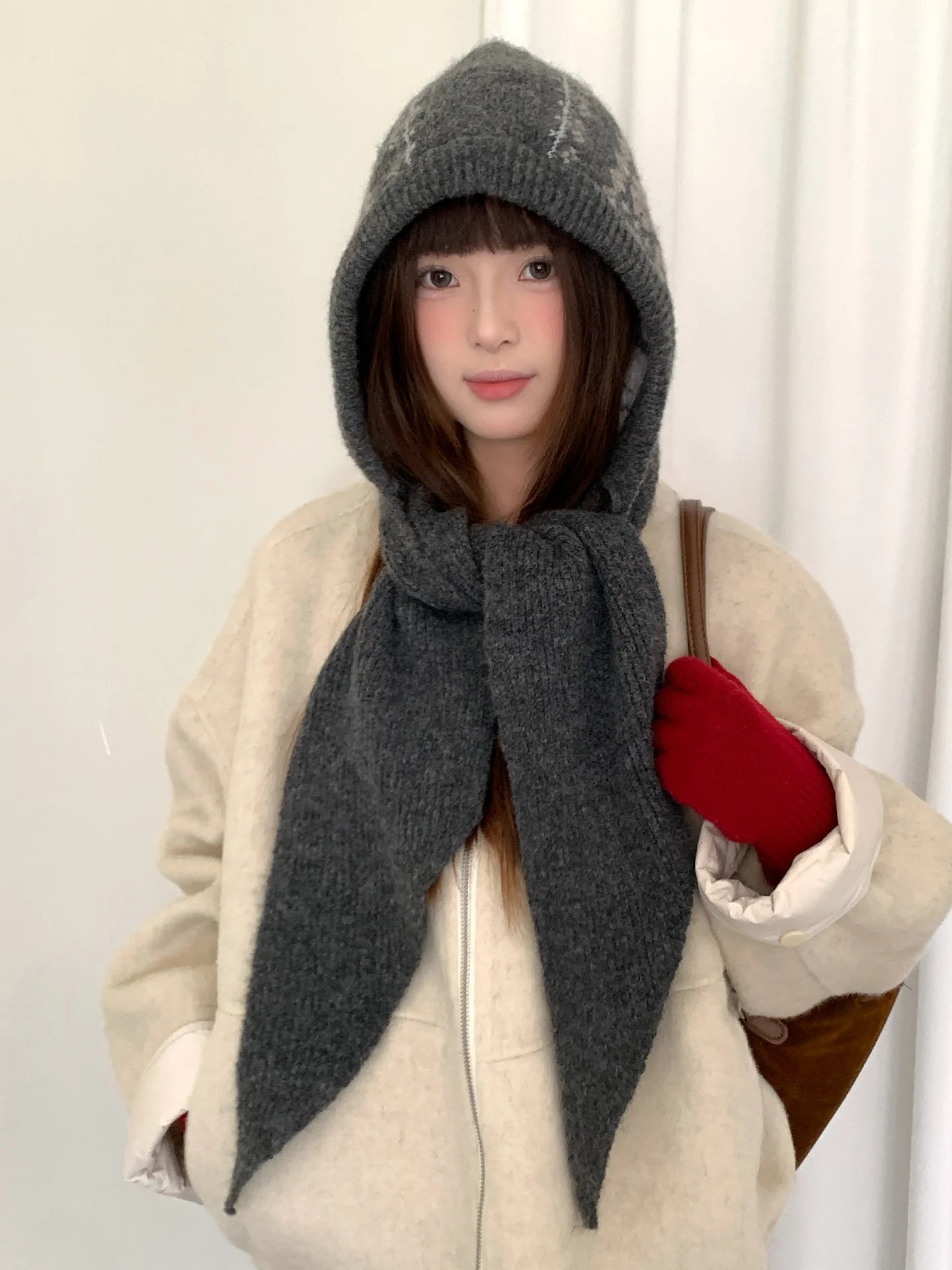 Retro Fair Lsle Knit Beanie With Scarf For Women Winter