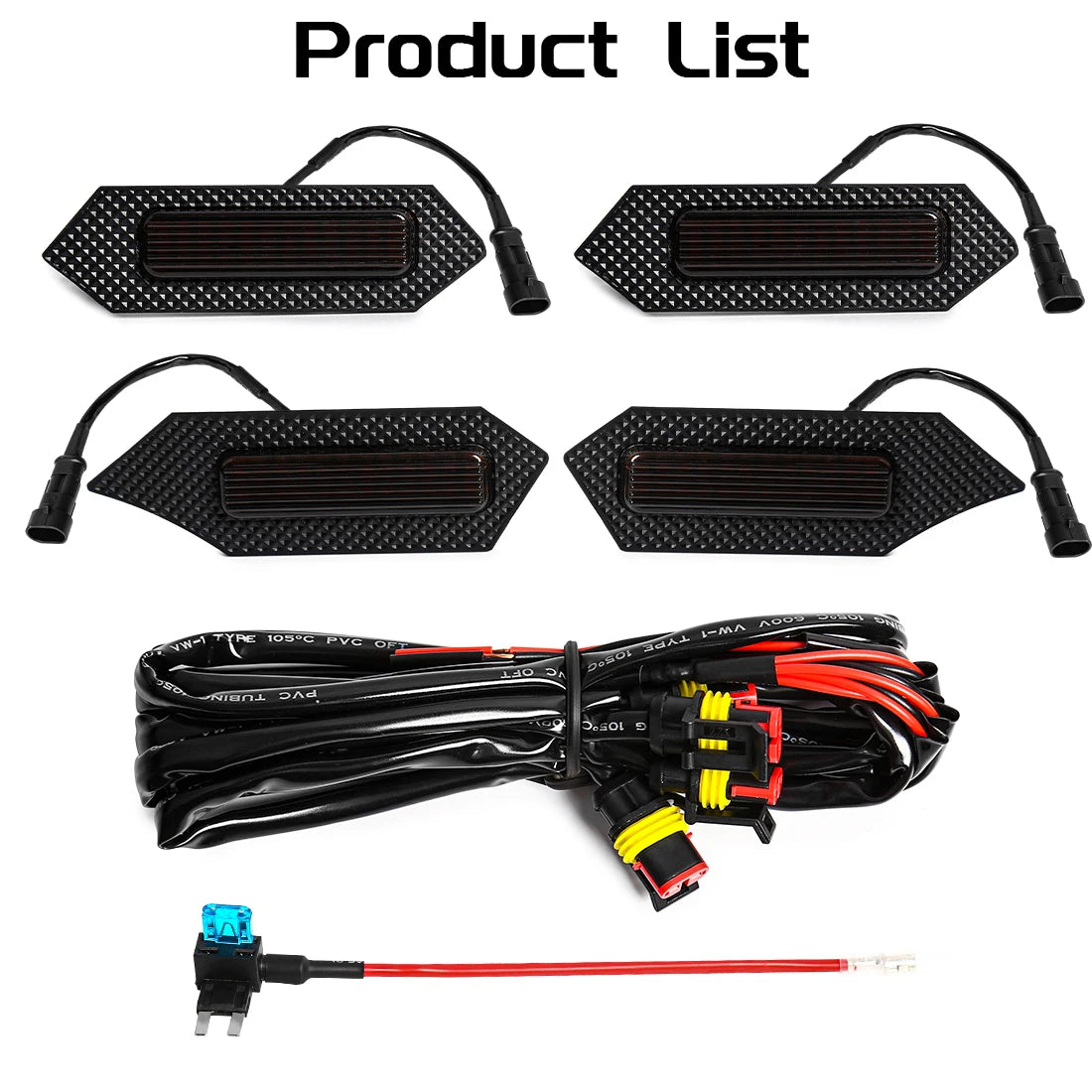 4Pcs Grill Car LED Light For Toyota Tacoma 2024 TRD Trailhunter Front Grille Lights Amber Warning Daylights DRL White Blue Red