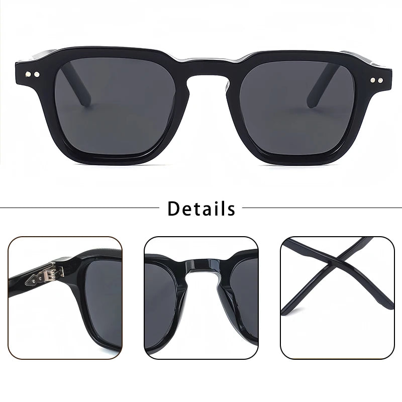 CATERSIDE Retro Polarized Sunglasses Men Square Large Acetate Frame Women Sun Glasses Punk Outdoor Driving Travel Eyewear UV400