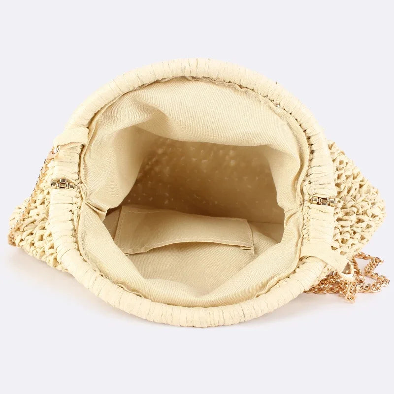 2026 Summer New Straw Weaving Crossbody Bag Fashionable and Casual Shell Bag Women's Shoulder Bag with Excellent Texture
