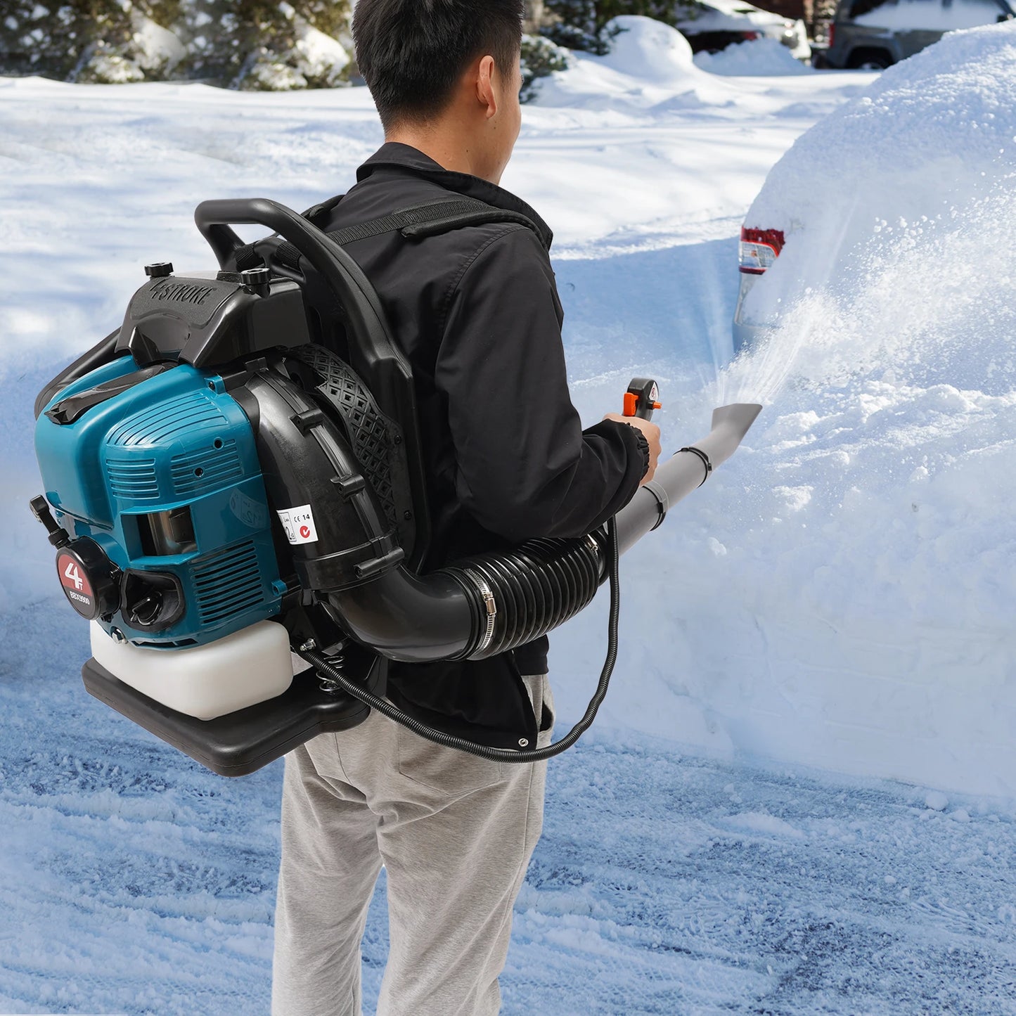 4 Stroke Backpack Leaf Blower 2.6KW Gasoline Powered Engine Lawn Blower Cordless
