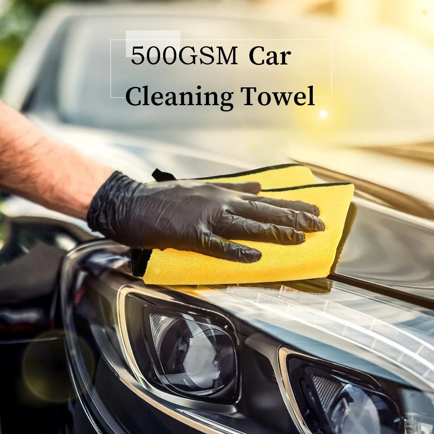 1/3/5Pcs Microfiber Car Cleaning Towel 500GSM Wash Towels Car Double-Sided Soft Cloth Auto Detailing Care Washing Drying Rags