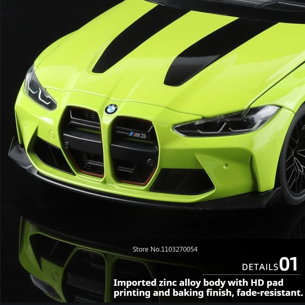 1:18 M3 CS LCI X5M Diecast Model Alloy Toys Car Doors Opened Front Wheel Steering Folding Rearview Mirror Cars Desktop Ornaments