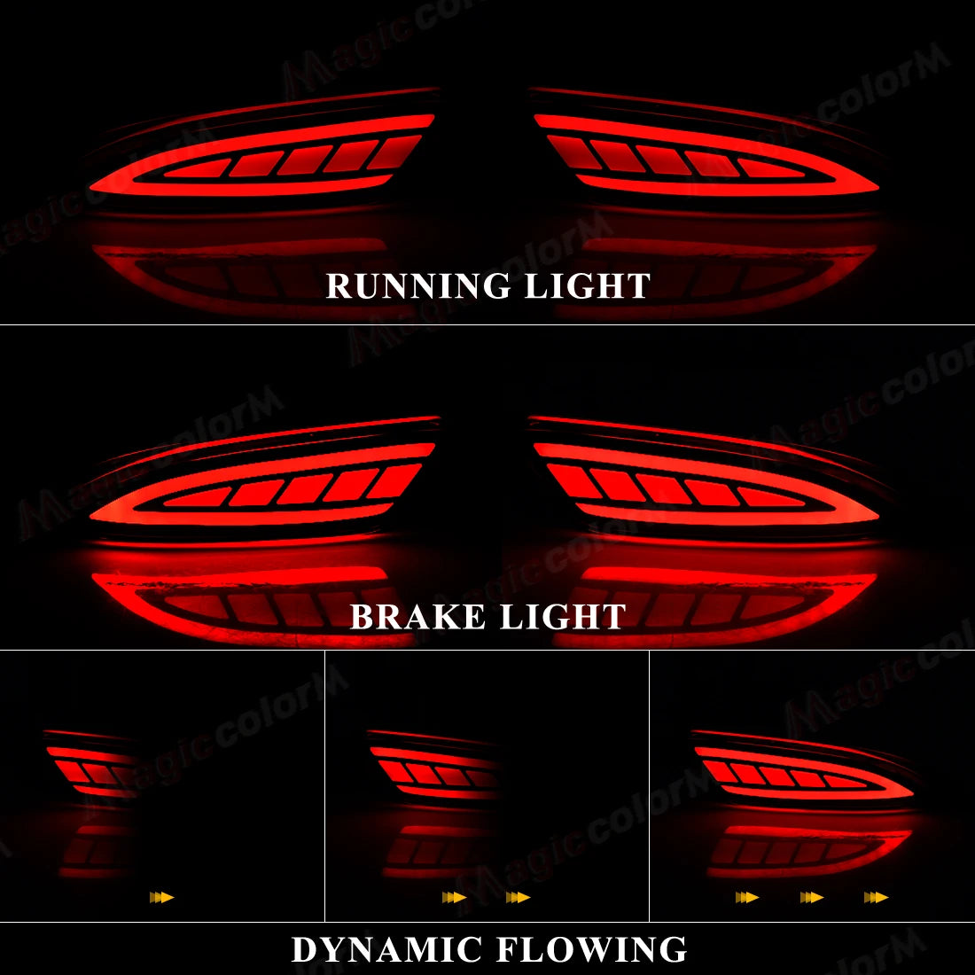 For Toyota Camry 2015 2016 LED Car Rear Bumper Reflector Lights Running Dynamic Flowing Turn Signal Brake Stop Warning Lamps 12V