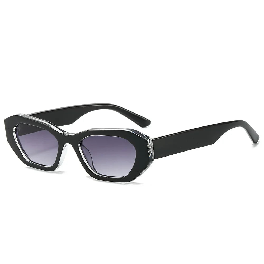 JNPCXI New Retro Small Irregular Cat Eye Sunglasses Women Tea Shades Men Trending Punk Gradient Sun Glasses