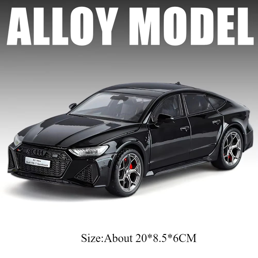 1:24 RS7 Sportback Diecast Model Alloy Toys Car Doors Opened Sound Light Pull Back Front Wheel Steering for Children's Toy Gifts