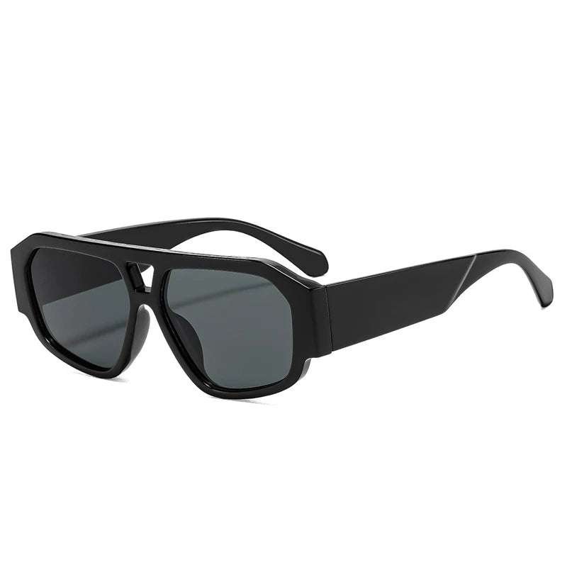 JNPCXI Fashion Double Bridges Polygon Square Women Sunglasses Green Green Shades UV400 Men Sun Glasses