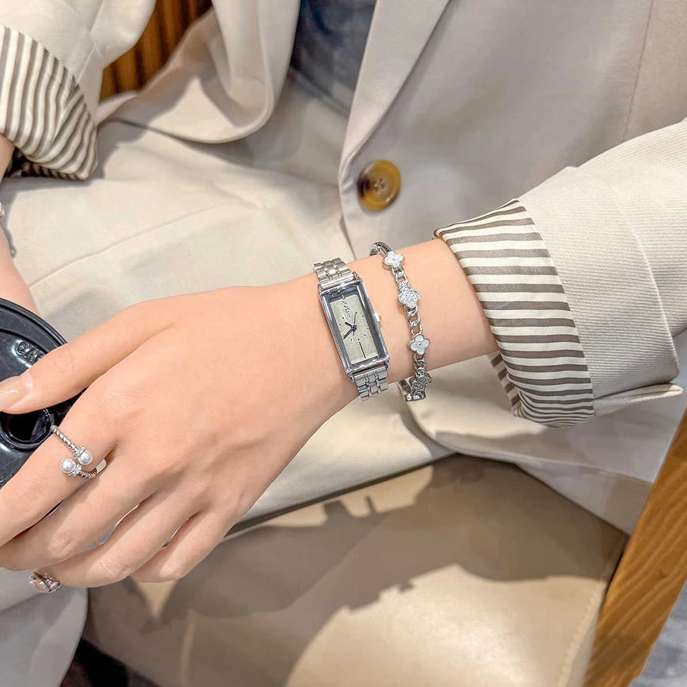 GEDI Square Watch Stainless Steel Gold Vintage Watches for Woman Luxury Elegant Waterproof Quartz Wristwatch Gifts Girlfriend