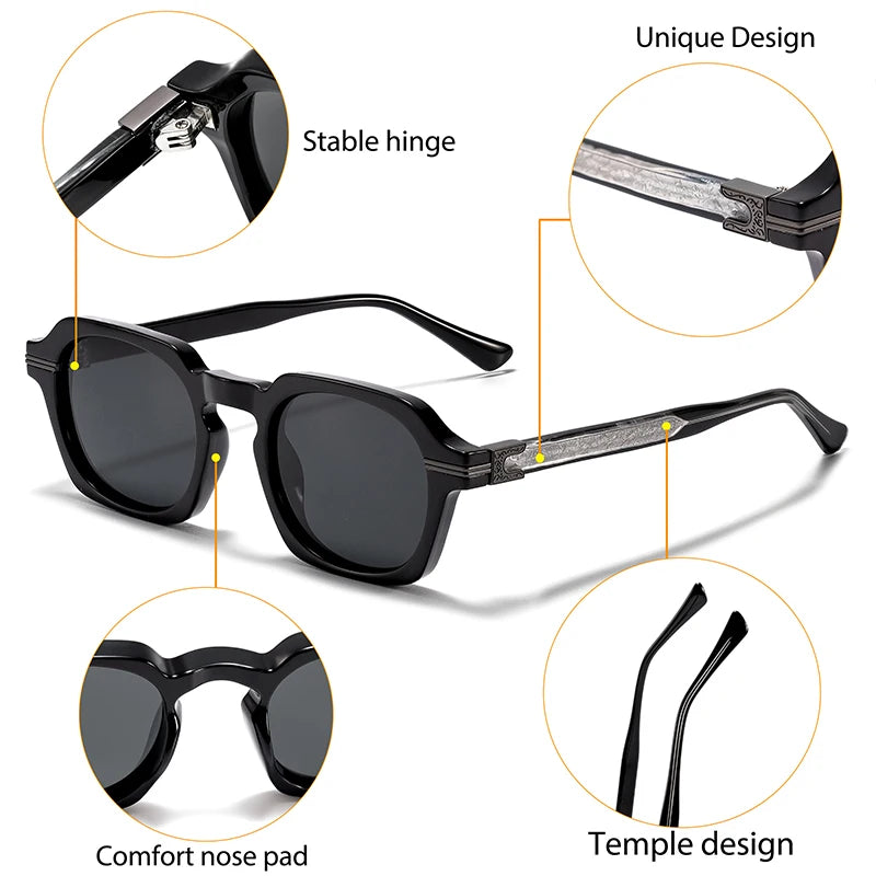 CATERSIDE New Vintage Punk Men's Sunglasses Brand Design Small Frame Sun Glasses Party Travel Fashion Glasses Gift Ideal Choice