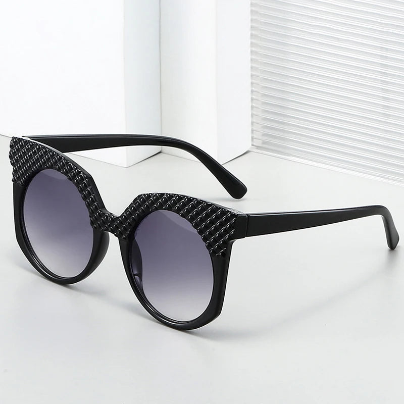 JNPCXI Fashion Oversized Women Sunglasses Retro Round Green Shades UV400 Men Gradient Sun Glasses