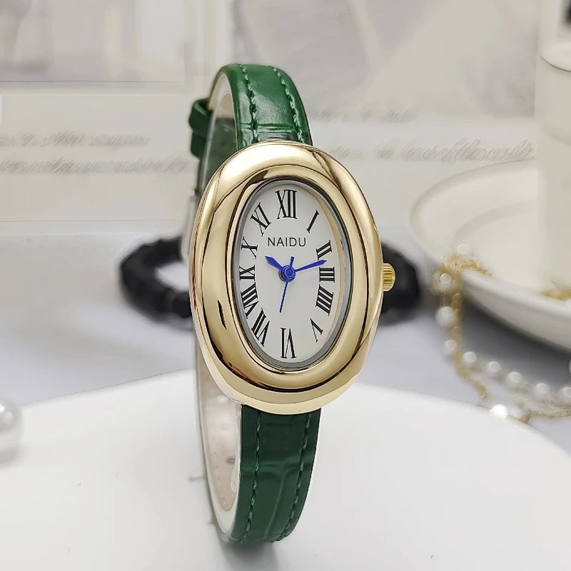 Fashion Women Mid Ancient Style Oval Dial Small Watch Adjustable Steel Strap Quartz Wristwatch Relogio Feminino Dropshipping