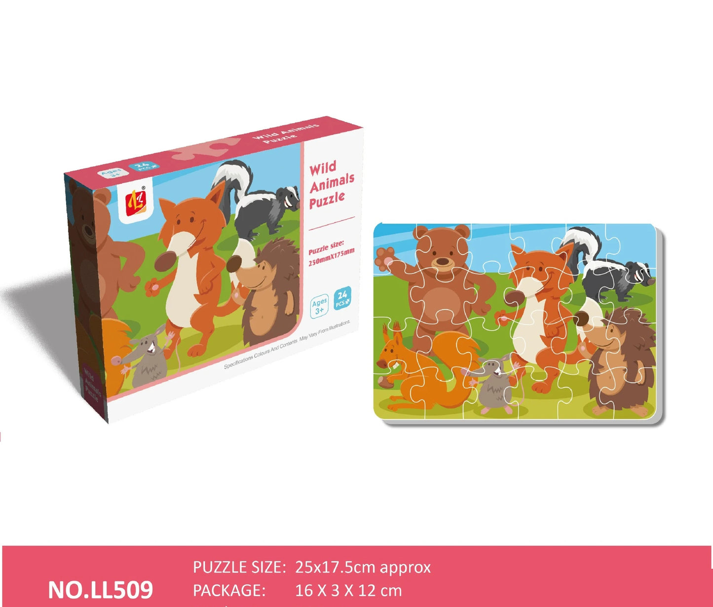24PCS Kids Puzzle Cute Animal Undersea Cartoon Low Difficulty  Drawing Small Challenge Educational Toys Gifts Kindergarten Toys