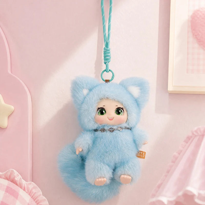 19cm New Cute Family Fox Plush Pendant Kawaii Animals Vinyl Face Plush Toy Premium Doll Enthusiasts Kids Hang Bag Decor