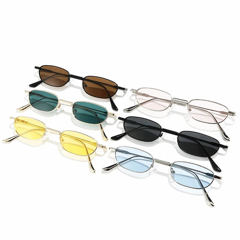 JNPCXI New Small Rectangle Women Polarized Sunglasses Fashion Clear Ocean Lens Shades UV400 Men Trending Metal Sun Glasses