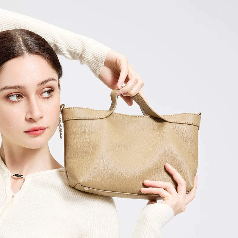 New Women's fashion Genuine Leather Tote Handbag Female luxury designer Real Leather Crossbody Shoulder Bags Retro Underarm bag