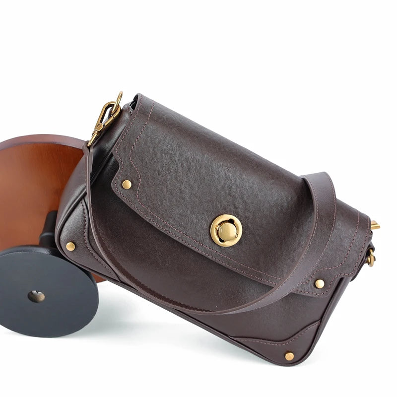 New Women's Genuine Leather Shoulder Bags Ladies Fashion Versatile Designer Luxury Crossbody messenger Bag Female Retro Handbags