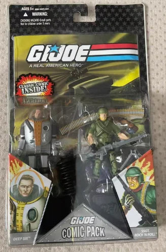 Original Hasbro G.I. Joe A REAL AMERICAN HERO COMIC PACK DEEP SIX & SSGT ROCK N ROLL Anime Figure Toy Collection Model