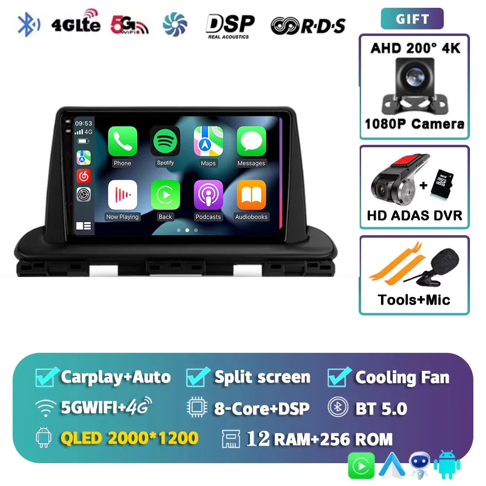 For Kia Forte Cerato 4 IV 2018 - 2021 Android 15 Carplay Auto Car Radio Multimedia Stereo Video Player GPS Navigation WIFI 4G BT