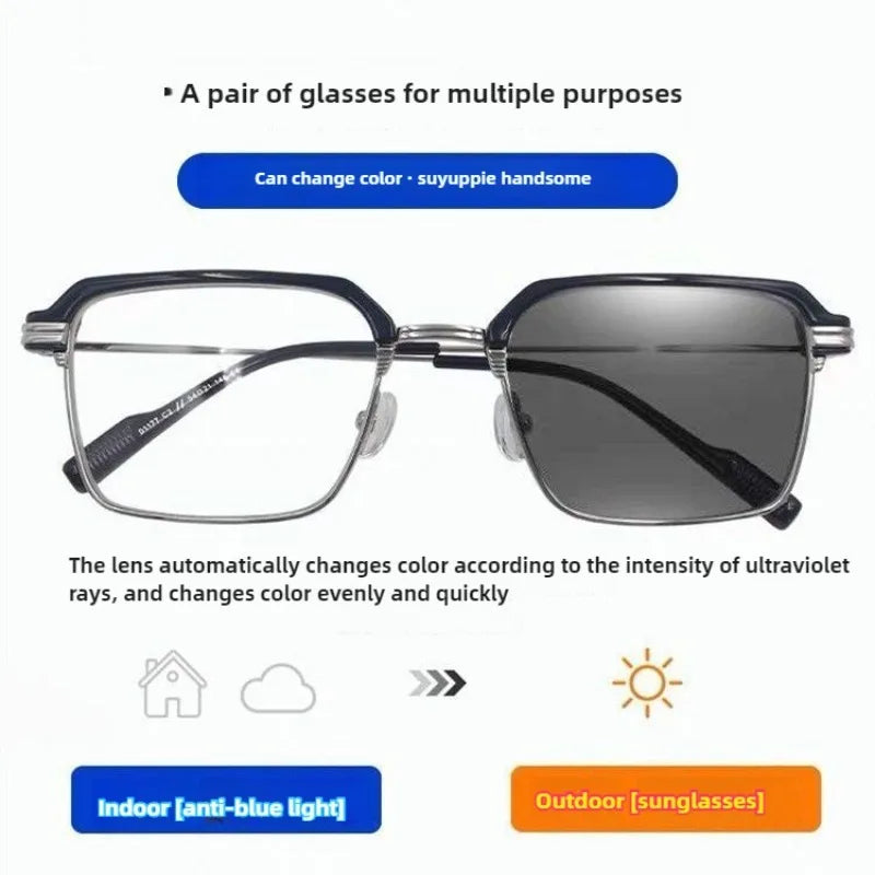 Photochromic Anti Radiation Glasses Eyeglass Eyeglasses for Woman Men Vintage Eyebrow Frame