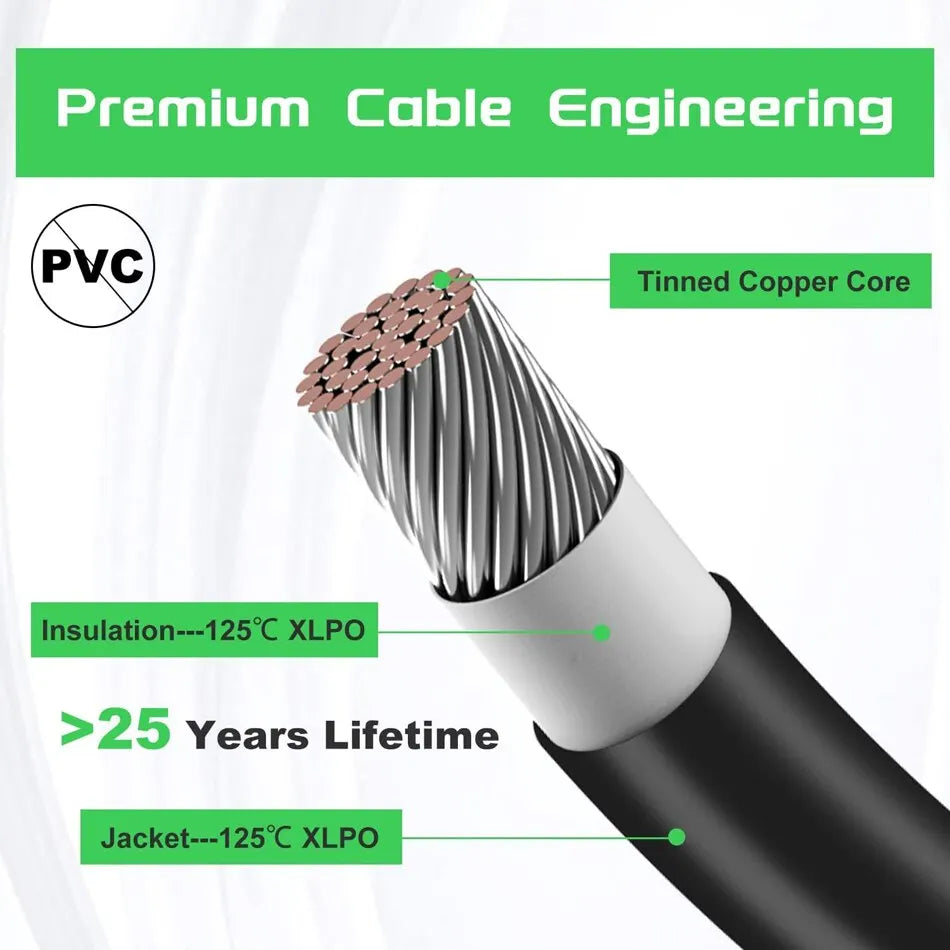 Power Solar Connectors 30A Y-Branch Cable, Solar Cable Parallel Adaptor in Pair for Solar Panel 1*M/FF+1*F/MM Black Red