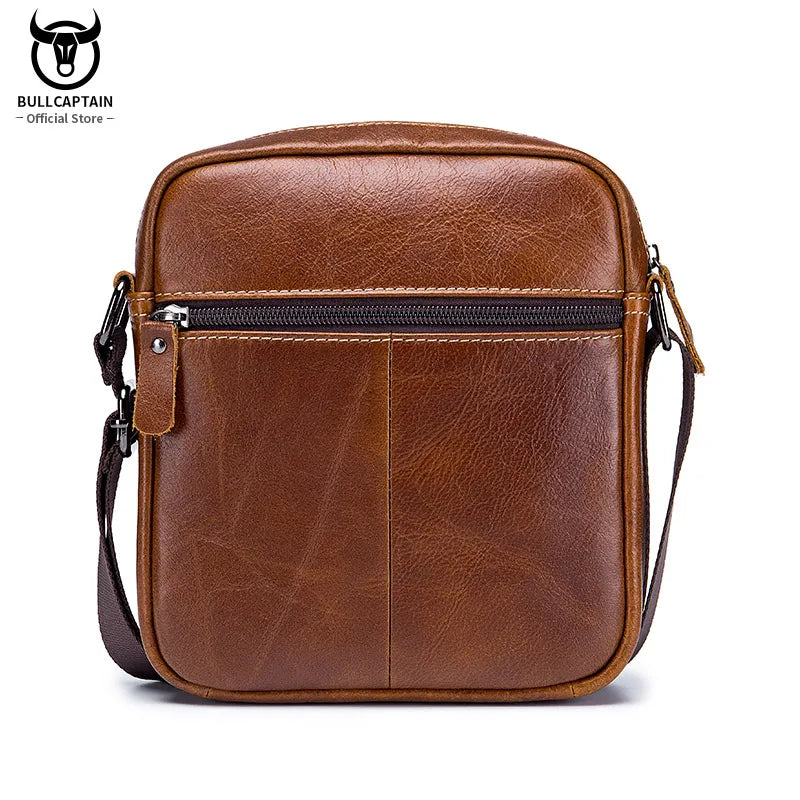 BULLCAPTAIN Leather Men's Messenger Bag Business Shoulder Bags Suitable For 7.9 Inch Ipad Mini High Quality Male Crossbody Bages