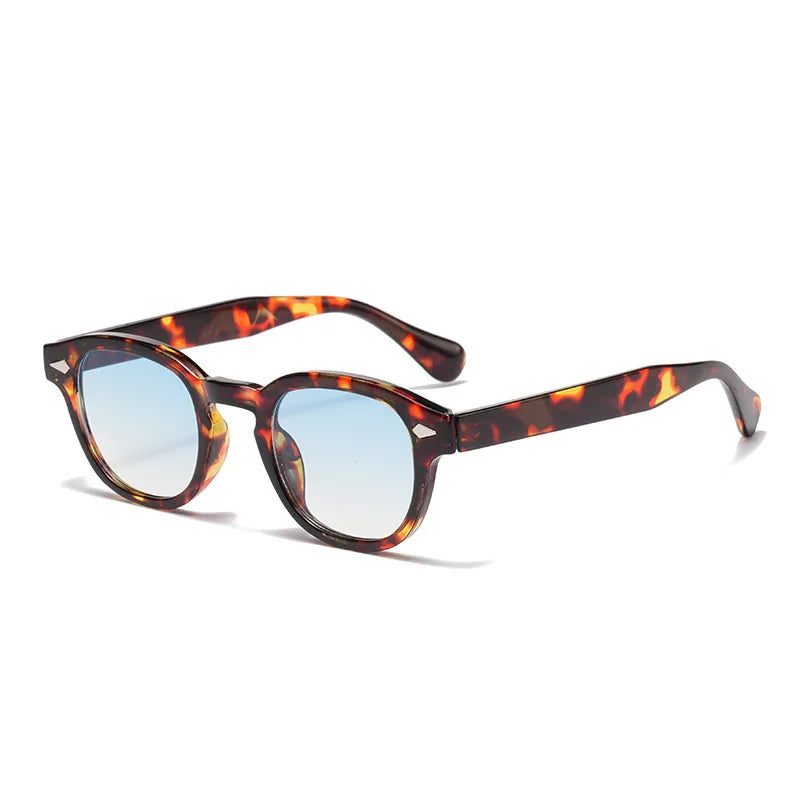 JNPCXI Fashion Gradient Blue Round Sunglasses for Women Men Vintage Tortoise Square Sun Glasses Lunettes De Soleil