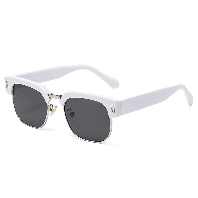 JNPCXI New Square Semi-Metal Sunglasses Women Shades UV400 Fashion Leopard Green Men Punk Sun Glasses