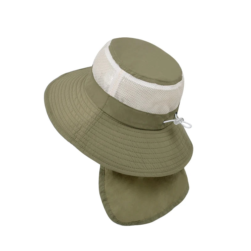 Xinbaoguan 100% Polyester 1147 Summer Boys and Girls Sunshade Hat Large brim Sunshade Shawl Breathable Fishing Hat