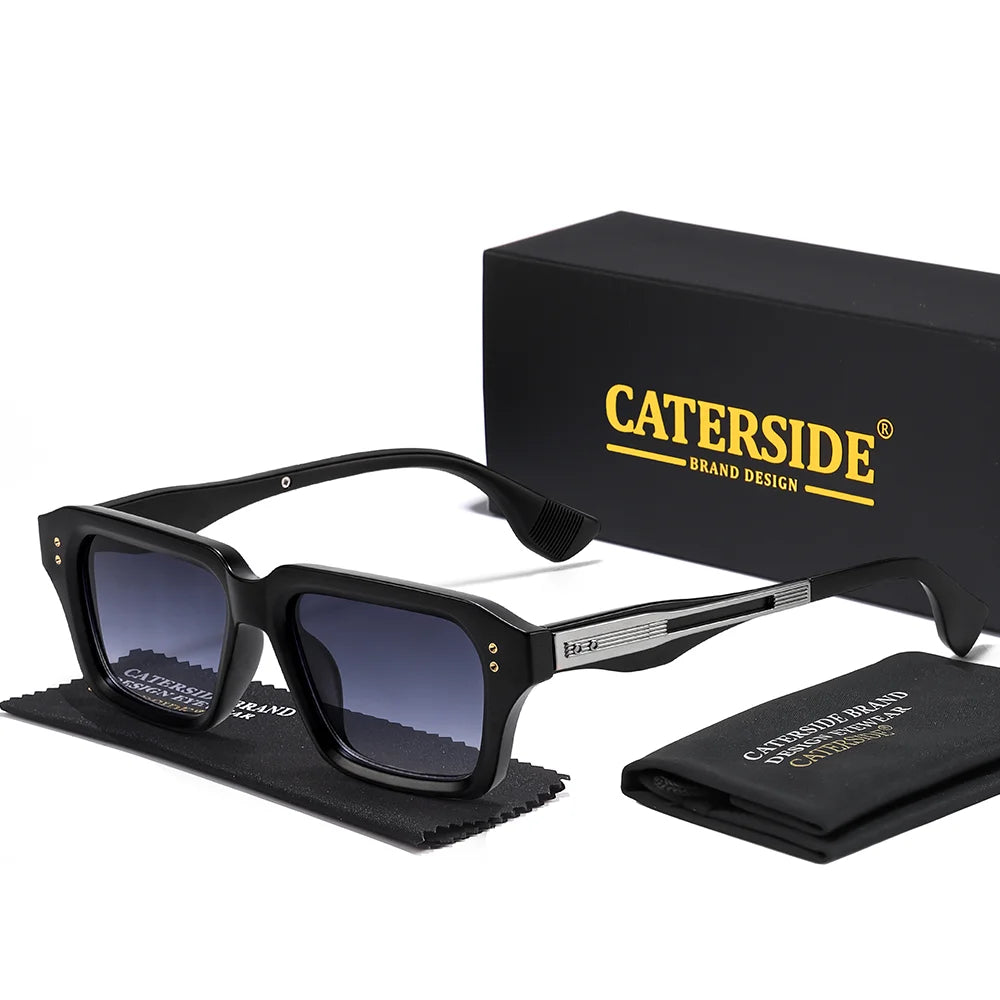 CATERSIDE Retro Men's Sunglasses Unique Temple Design Luxurious Sun Glasses Women Thick Frame Travel Parties UV400 Eyeglasses