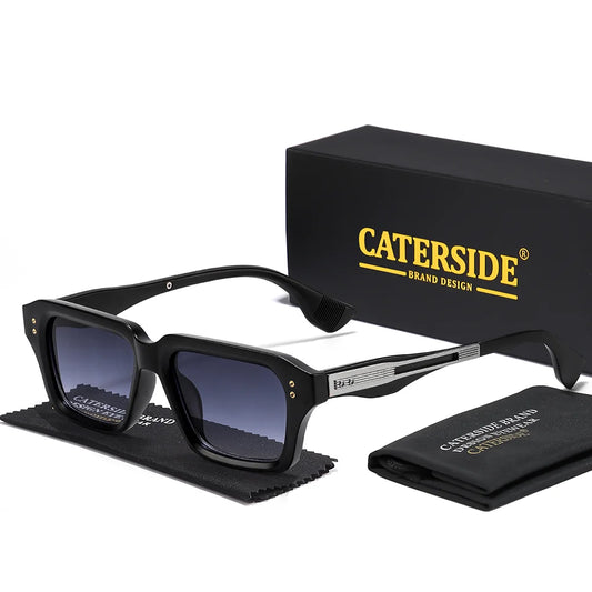 CATERSIDE Retro Men's Sunglasses Unique Temple Design Luxurious Sun Glasses Women Thick Frame Travel Parties UV400 Eyeglasses