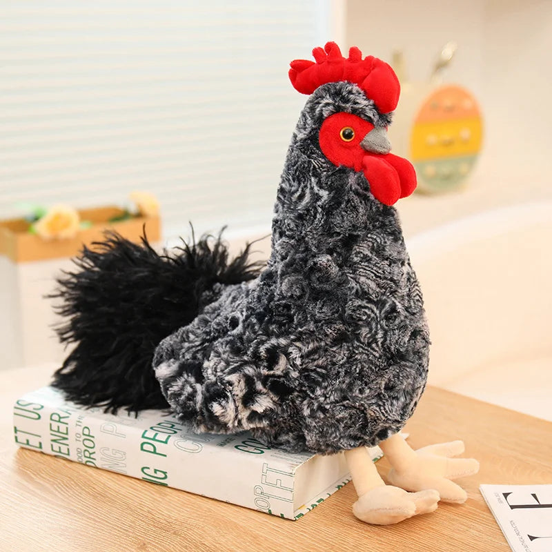 Chubby Rooster Hen Black-bone Chicken Fluffy Simulation Animal Poultry Stuffed Soft Lifelike Huggable Pillow