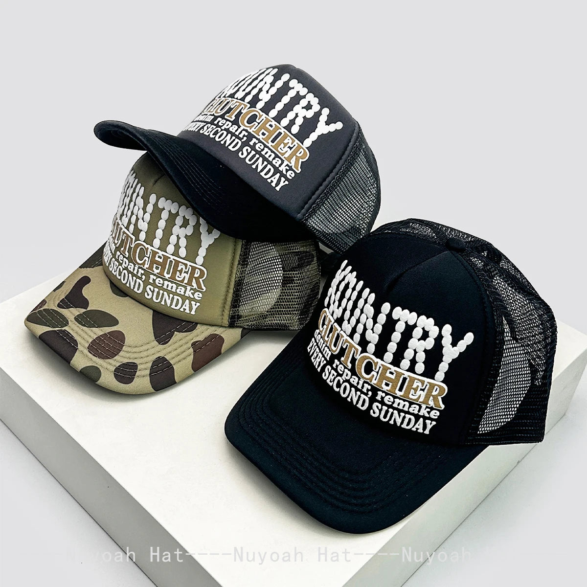 New Unisex Color Block 3D Printed Letters Baseball Hats Sunshade Hip Hop Breathable Street Trucker Caps Mesh Versatile Outdoor