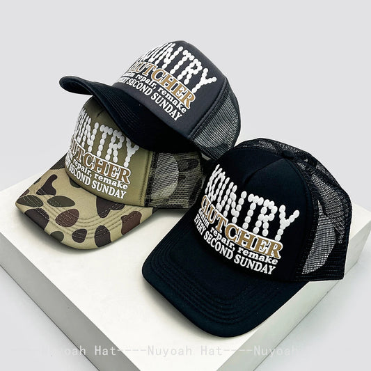 New Unisex Color Block 3D Printed Letters Baseball Hats Sunshade Hip Hop Breathable Street Trucker Caps Mesh Versatile Outdoor