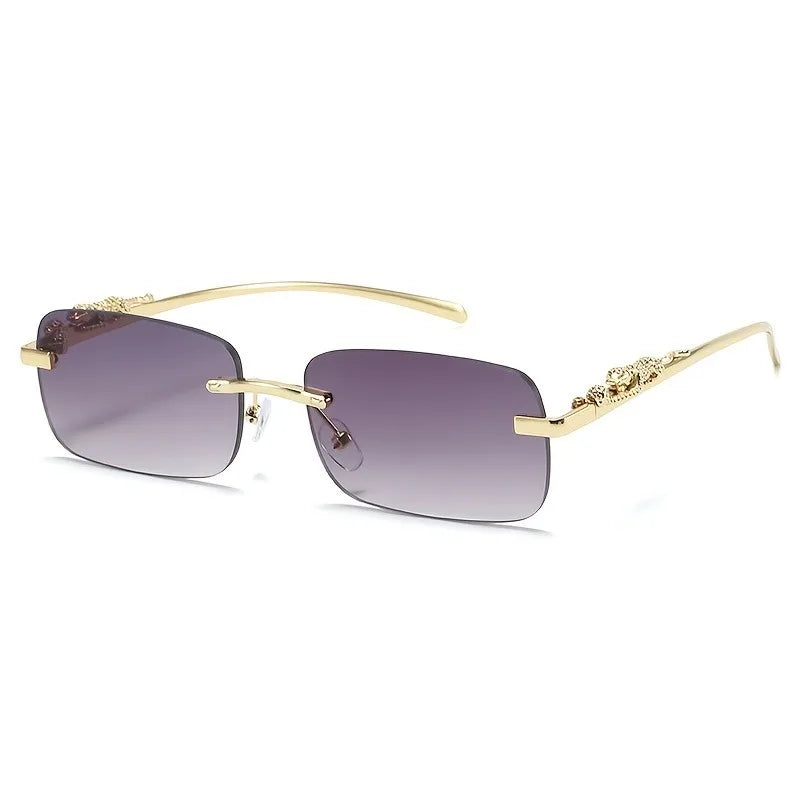 Stylish Square Frameless Metal Glasses, Fashionable Summer Decorative Eyewear for Men and Women