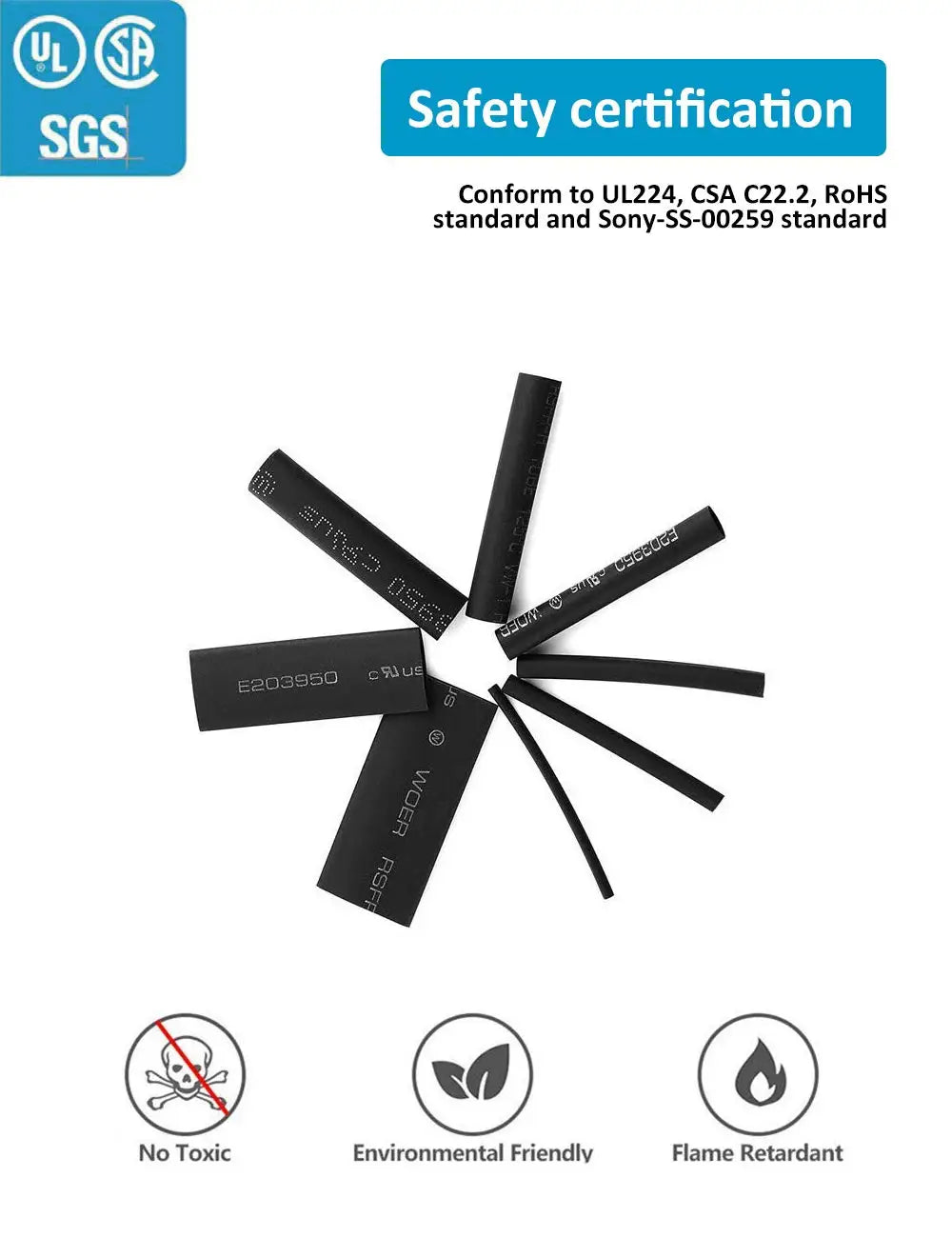 650pcs Heat Shrink Tubing Black innhom Heat Shrink Tube Wire Shrink Wrap UL Approved Ratio 2:1 Electrical Cable Wire Kit
